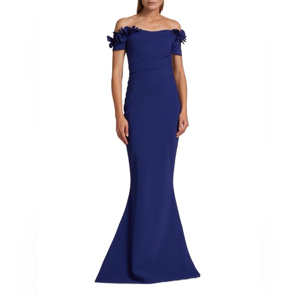 Chiara Boni La Petite Robe Yiana Floral Appliqué Gown Size 10 $1090 - Picture 2 of 13